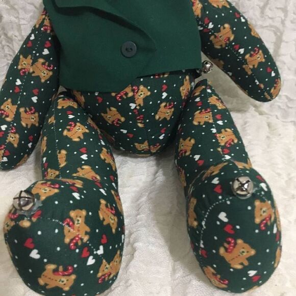 Christmas Vtg Green Teddy Bear - Picture 4 of 9